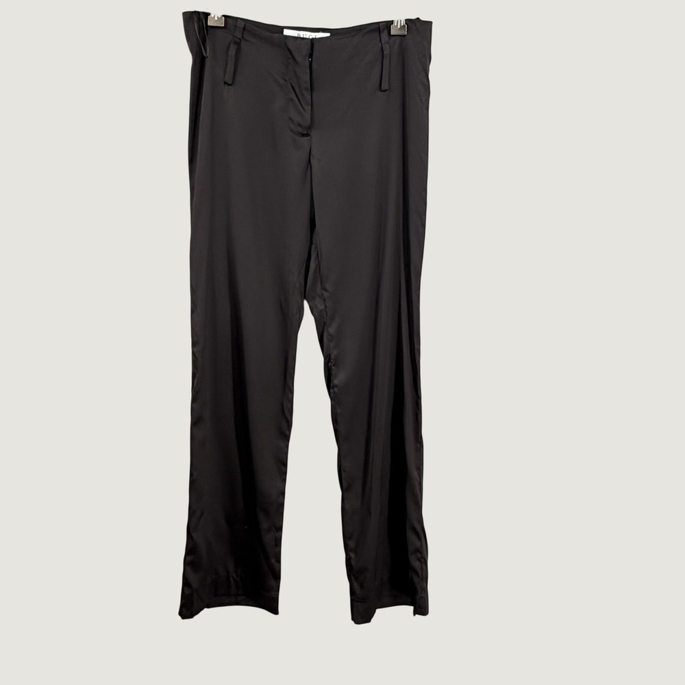BUCI New York City Pants Size Small Black Satin Straight Leg Trousers